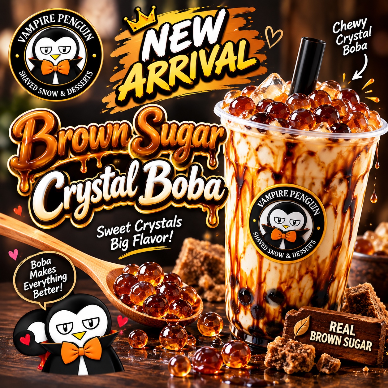 Brown Sugar Crystal Boba at Vampire Penguin Sacramento