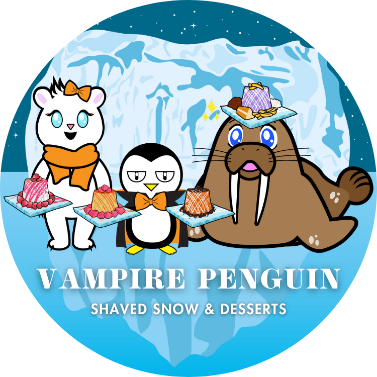Vampire Penguin Shaved Snow and Desserts mascot group
